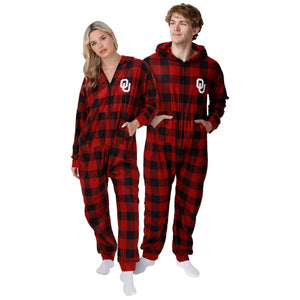 Oklahoma Sooners NCAA Plaid One Piece Pajamas