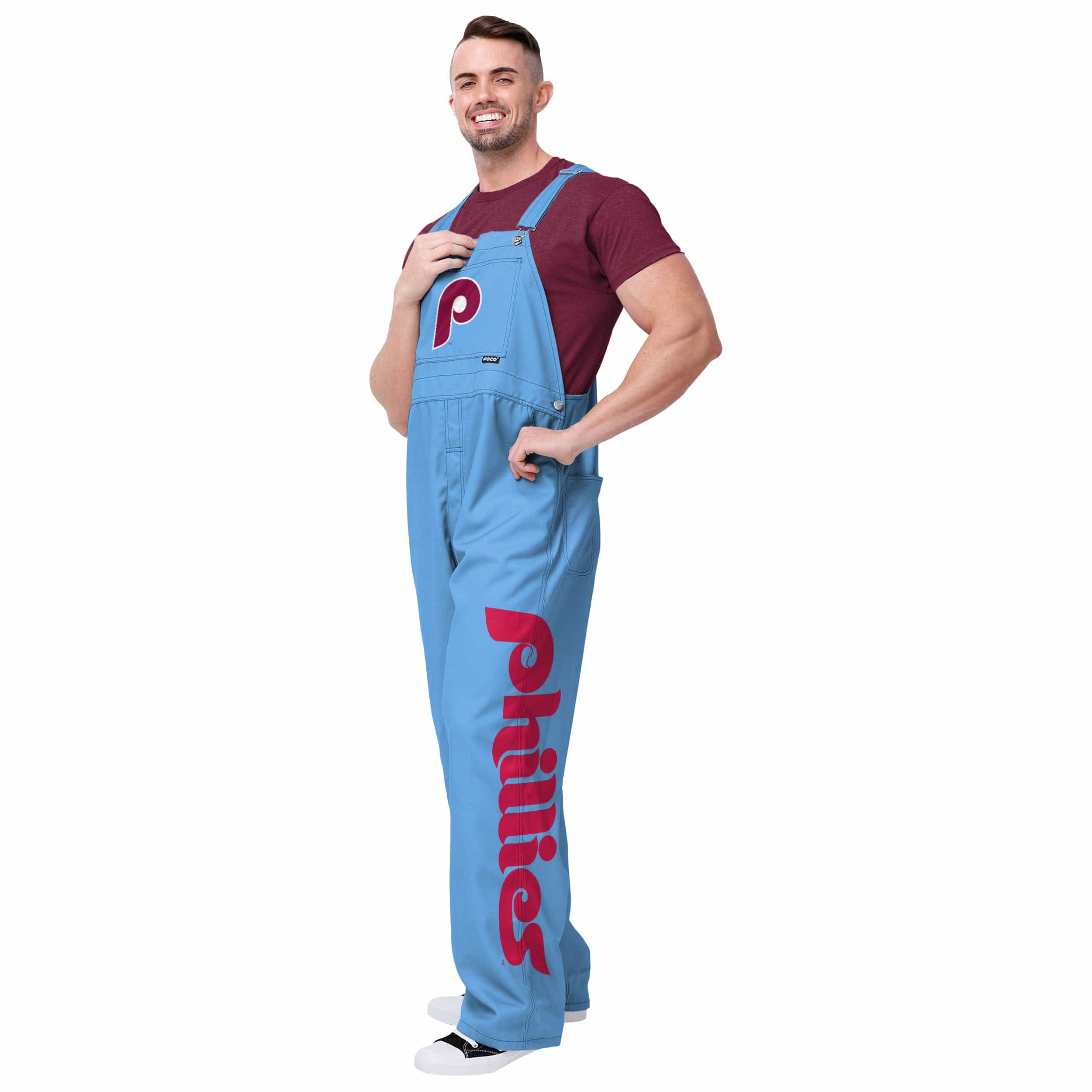 Philadelphia Phillies MLB Mens Powder Blue Big Logo Bib Overalls