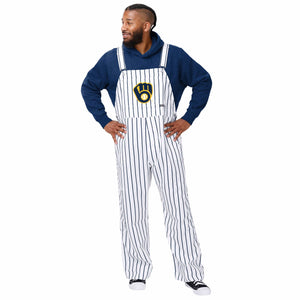 Milwaukee Brewers MLB Mens Pinstripe Bib Overalls