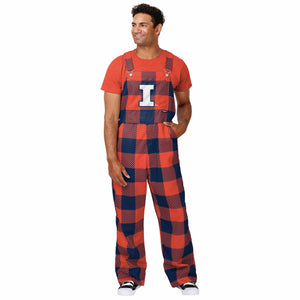 Illinois Fighting Illini NCAA Mens Plaid Bib Overalls