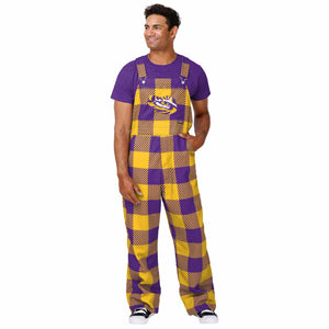 LSU Tigers NCAA Mens Plaid Bib Overalls