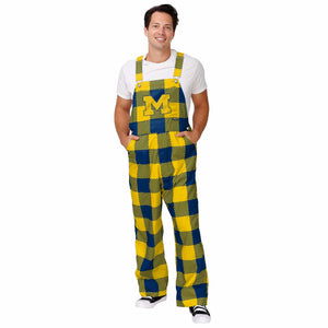 Michigan Wolverines NCAA Mens Plaid Bib Overalls