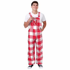 Nebraska Cornhuskers NCAA Mens Plaid Bib Overalls
