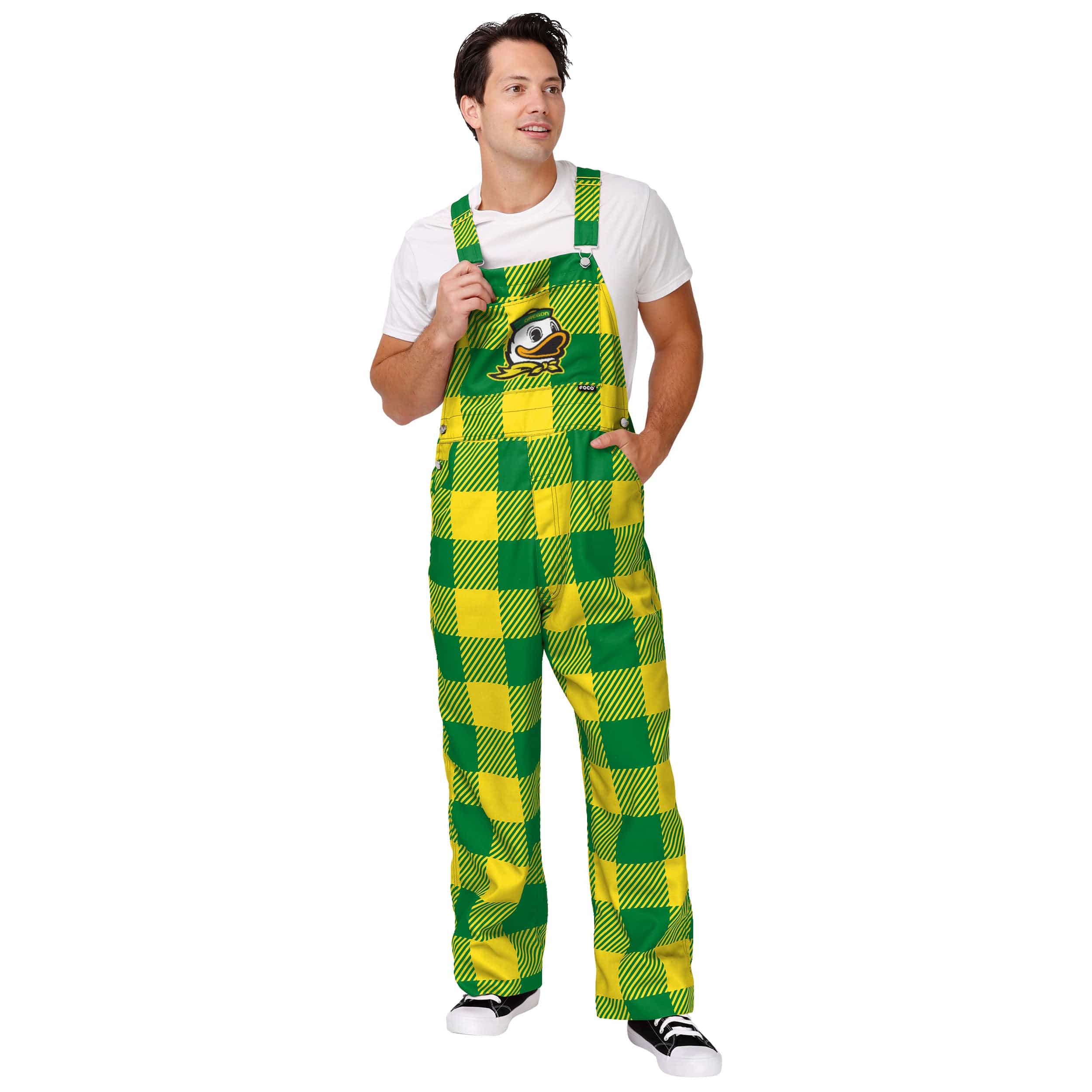 Oregon Ducks NCAA Mens Plaid Bib Overalls