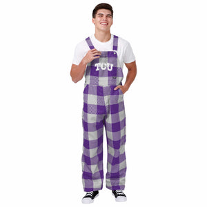 TCU Horned Frogs NCAA Mens Plaid Bib Overalls