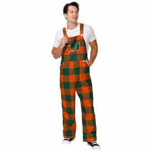 Miami Hurricanes NCAA Mens Plaid Bib Overalls