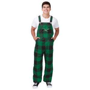 Philadelphia Eagles NFL Kelly Green Mens Plaid Bib Overalls