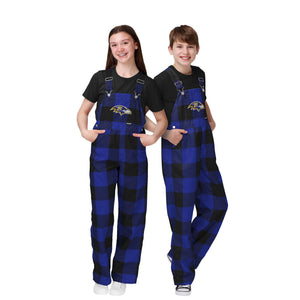 Baltimore Ravens NFL Youth Plaid Bib Overalls