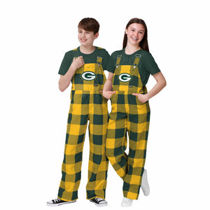 Green Bay Packers NFL Youth Plaid Bib Overalls