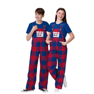 New York Giants NFL Youth Plaid Bib Overalls