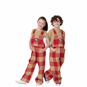 San Francisco 49ers NFL Youth Plaid Bib Overalls
