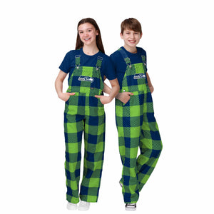 Seattle Seahawks NFL Youth Plaid Bib Overalls