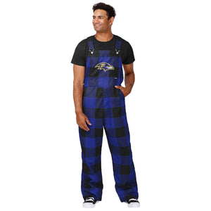 Baltimore Ravens NFL Mens Plaid Bib Overalls