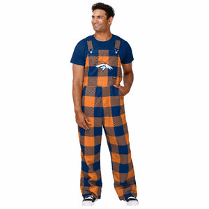 Denver Broncos NFL Mens Plaid Bib Overalls