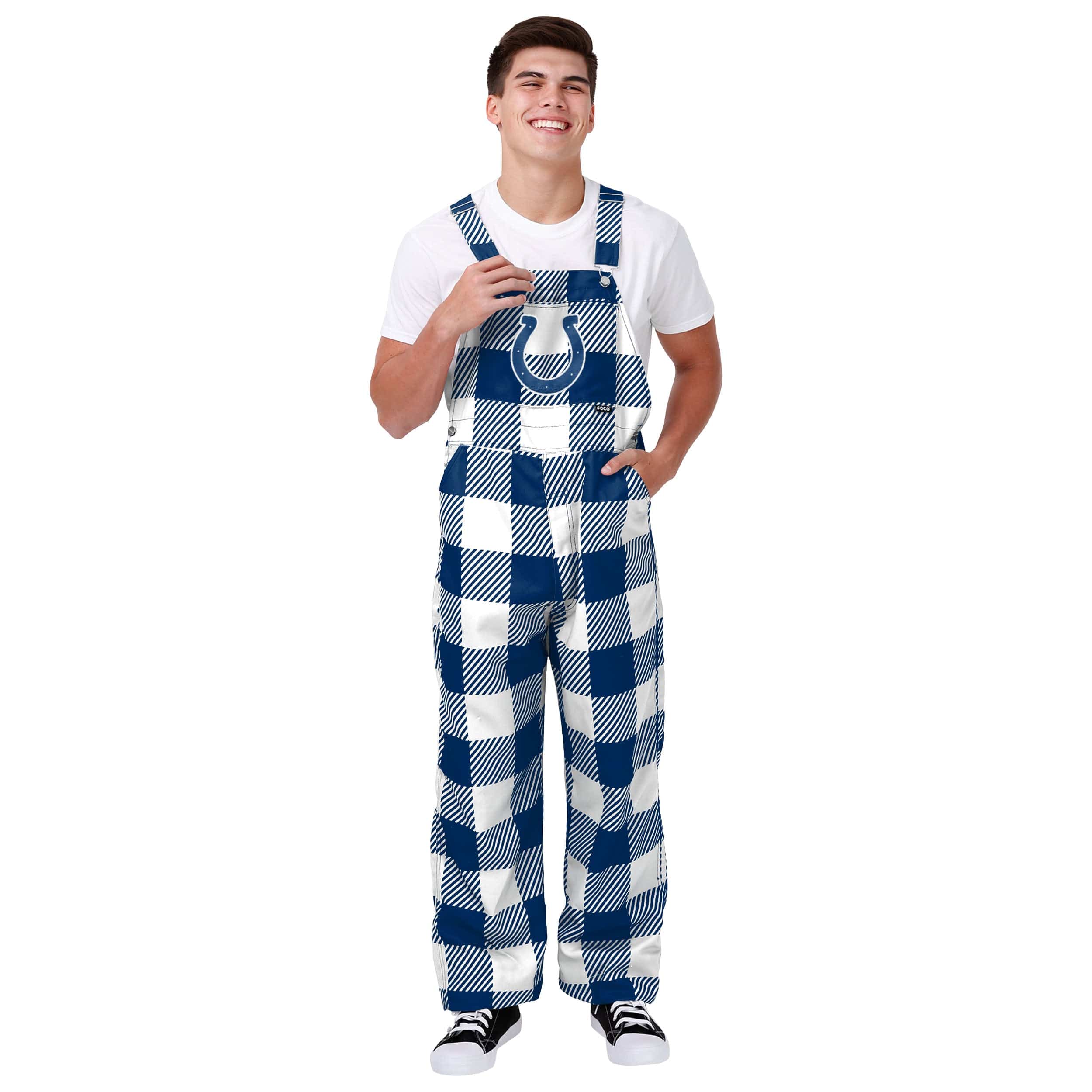 New York Giants Mens Plaid Bib Overalls FOCO