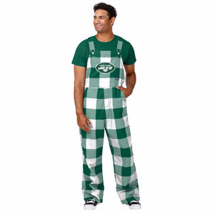 New York Jets NFL Mens Plaid Bib Overalls