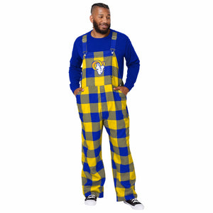 Los Angeles Rams NFL Mens Plaid Bib Overalls