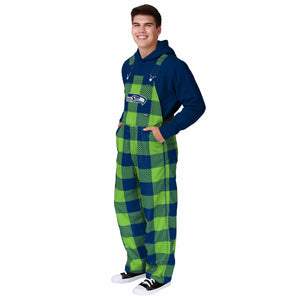 Seattle Seahawks NFL Mens Plaid Bib Overalls