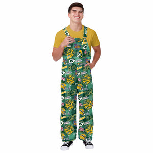 Green Bay Packers NFL Mens Historic Print Bib Overalls