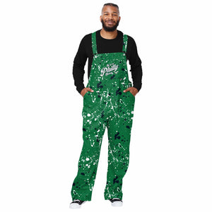 Philadelphia Eagles NFL Mens Kelly Green Paint Splatter Bib Overalls