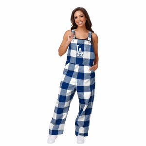 Los Angeles Dodgers MLB Womens Plaid Bib Overalls