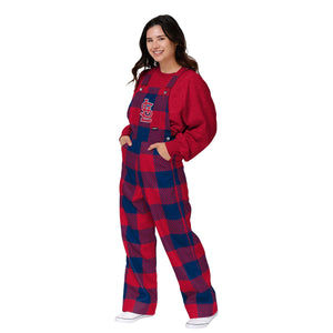 St Louis Cardinals MLB Womens Plaid Bib Overalls