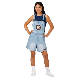 Houston Astros MLB Womens Big Logo Denim Bib Shortalls