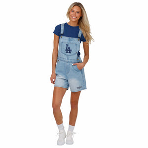 Los Angeles Dodgers MLB Womens Big Logo Denim Bib Shortalls