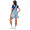New York Mets MLB Womens Big Logo Denim Bib Shortalls (PREORDER - SHIPS LATE MAY)