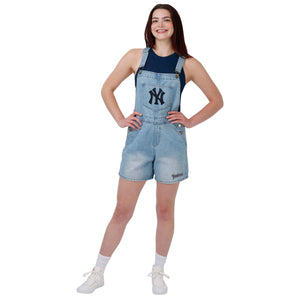 New York Yankees MLB Womens Big Logo Denim Bib Shortalls