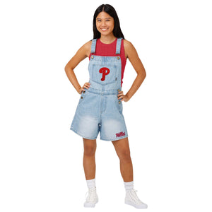 Philadelphia Phillies MLB Womens Big Logo Denim Bib Shortalls