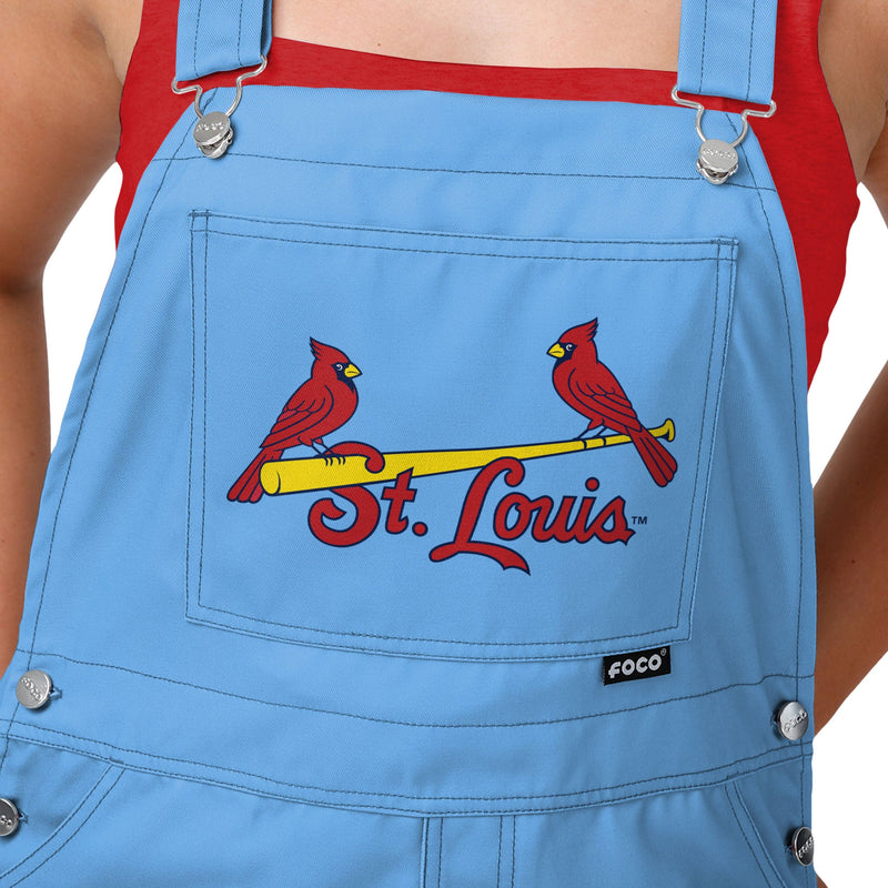 FOCO St Louis Cardinals Powder Blue Mens Big Logo Bib Overalls, Mens Size: XL