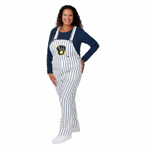 Milwaukee Brewers MLB Womens Pinstripe Bib Overalls