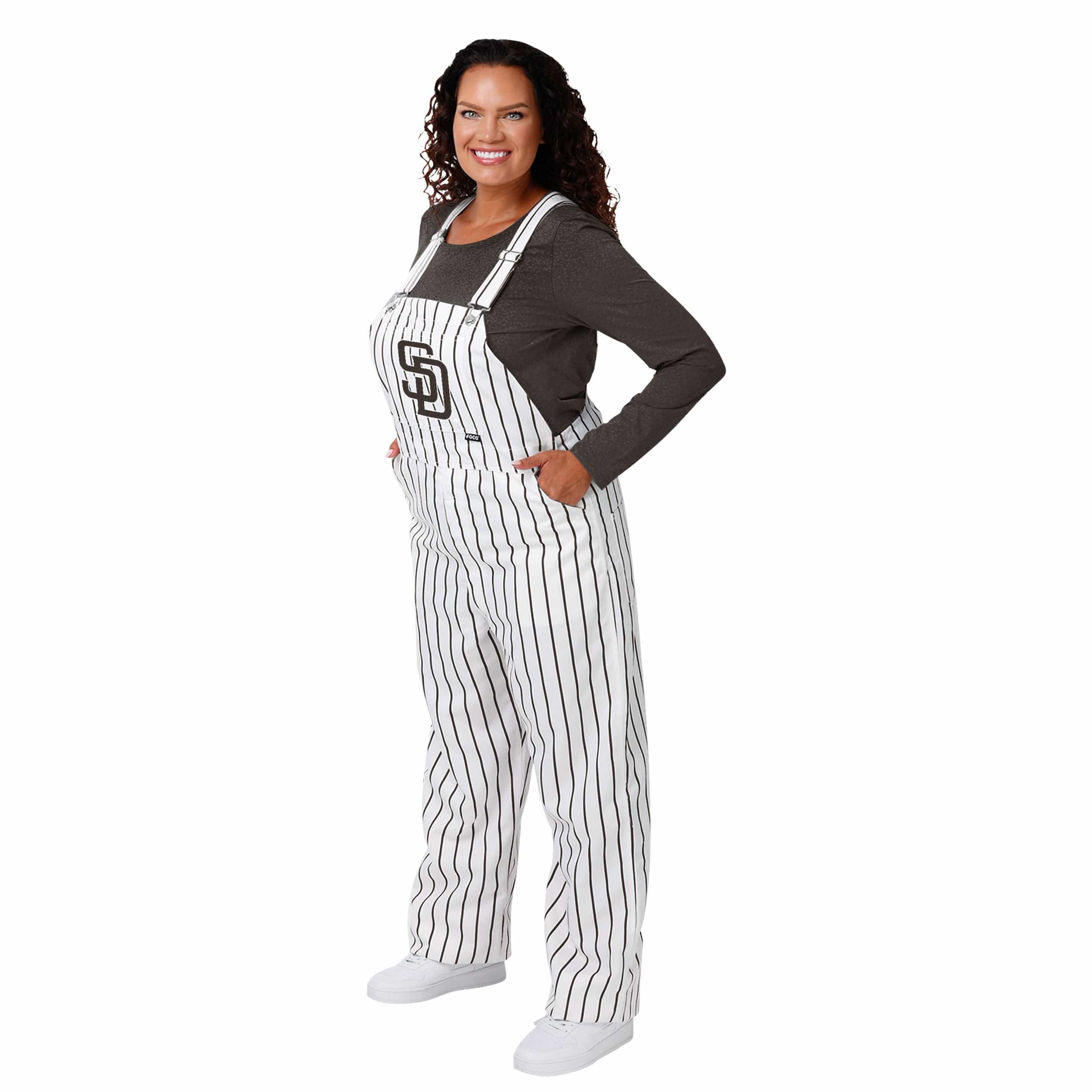 FOCO Las Vegas Raiders NFL Womens Hyper Stripe Bib Overalls