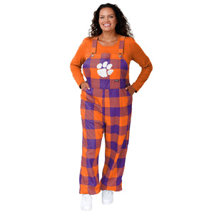 Clemson Tigers NCAA Womens Plaid Bib Overalls