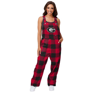 Georgia Bulldogs NCAA Womens Plaid Bib Overalls