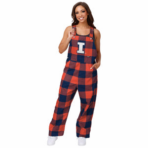Illinois Fighting Illini NCAA Womens Plaid Bib Overalls
