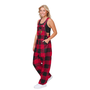 Louisville Cardinals NCAA Womens Plaid Bib Overalls