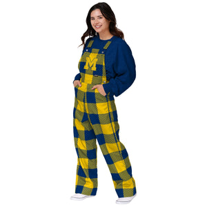 Michigan Wolverines NCAA Womens Plaid Bib Overalls
