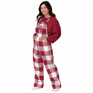 Oklahoma Sooners NCAA Womens Plaid Bib Overalls