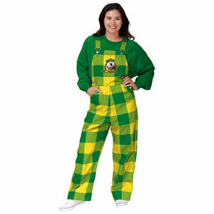 Oregon Ducks NCAA Womens Plaid Bib Overalls