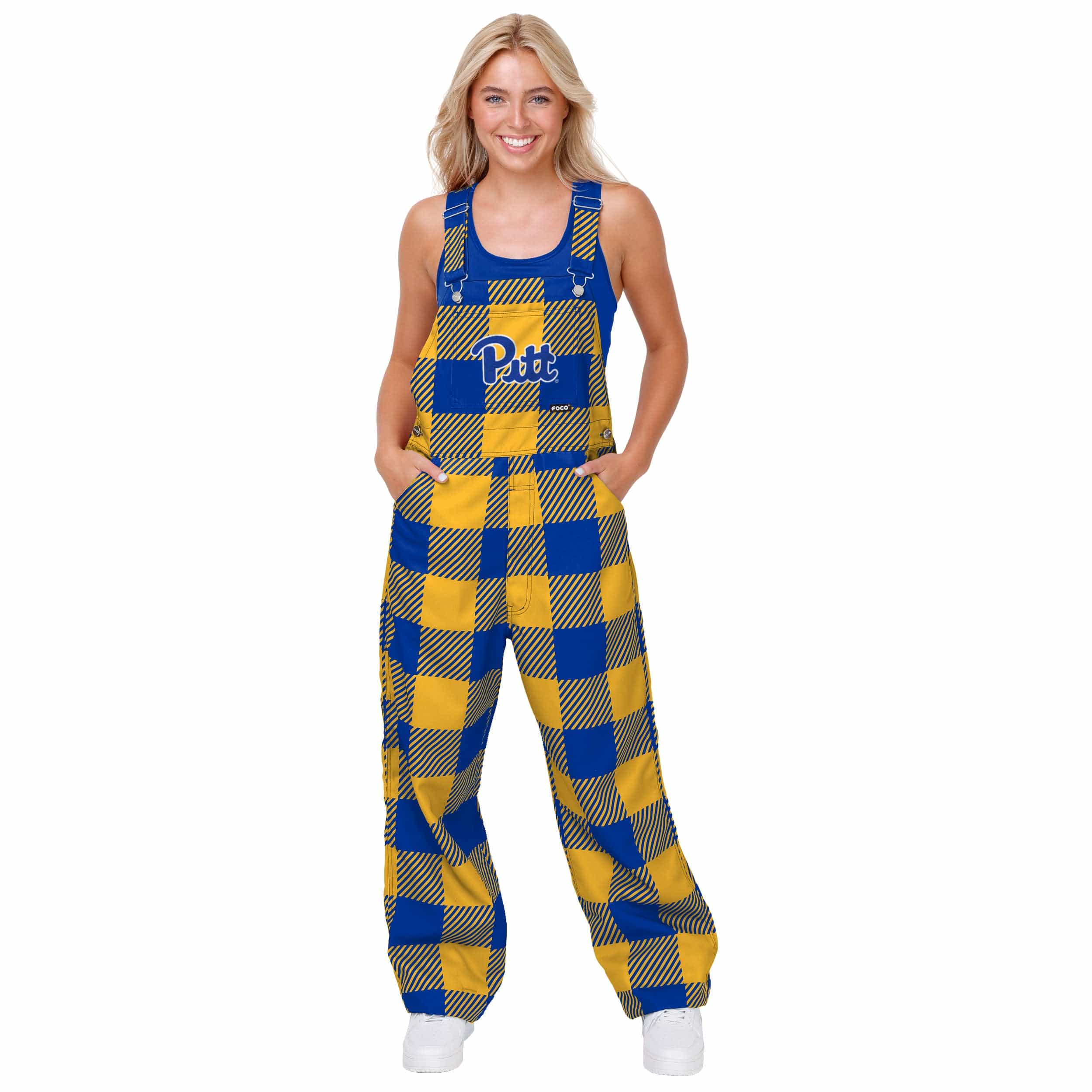 FOCO Minnesota Vikings Womens Plaid Bib Overalls, Size: L