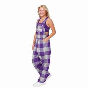 TCU Horned Frogs NCAA Womens Plaid Bib Overalls