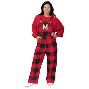 Maryland Terrapins NCAA Womens Plaid Bib Overalls