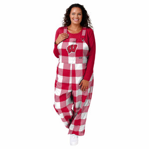 Wisconsin Badgers NCAA Womens Plaid Bib Overalls