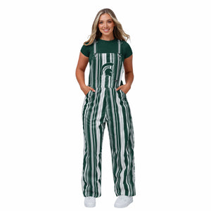 Michigan State Spartans NCAA Womens Hyper Stripe Bib Overalls