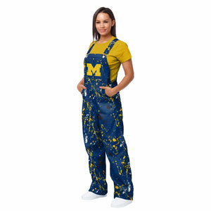 Michigan Wolverines NCAA Womens Paint Splatter Bib Overalls