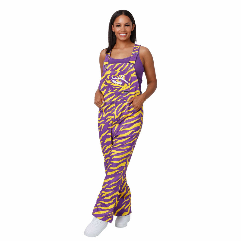 Cincinnati Bengals Womens White Tiger Stripe Thematic Bib Overalls FOCO