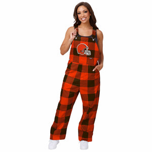 Cleveland Browns NFL Womens Plaid Bib Overalls
