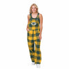 Green Bay Packers NFL Womens Plaid Bib Overalls